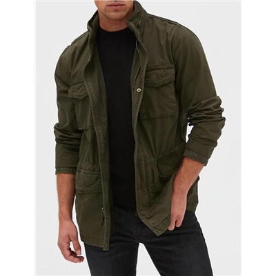 Military Jacket with Hidden Hood
