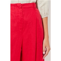 Pantalón wide leg de lino cintura alta - Rojo