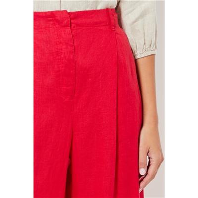 Pantalón wide leg de lino cintura alta - Rojo