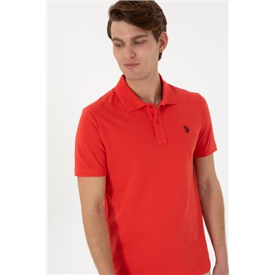 Erkek Slim Fit Polo Yaka Kırmız Basic Tişört