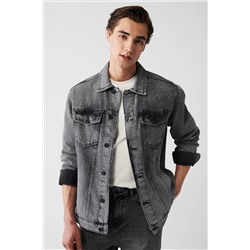 Avva Erkek Siyah Yıkamalı %100 Pamuk Rahat Kalıp Denim Mont E006021