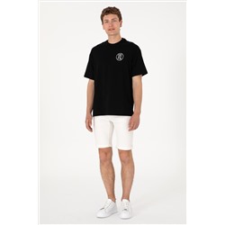 Erkek Oversize Fit Bisiklet Yaka Siyah Tişört