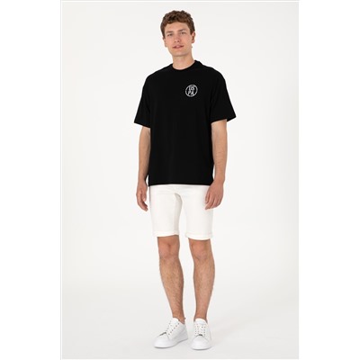 Erkek Oversize Fit Bisiklet Yaka Siyah Tişört