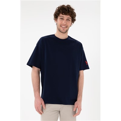 Erkek Oversize Fit Bisiklet Yaka Lacivert Tişört