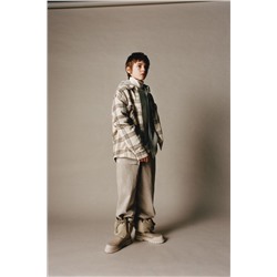 CHECK FAUX SHEARLING OVERSHIRT