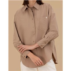 Camel Oversize Uzun Kollu Gömlek