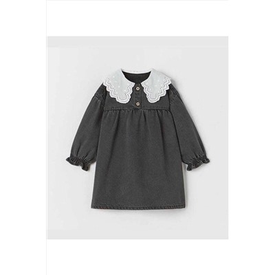 OliveYouMom Beyaz Yakalı Denim / Kot Elbise olvktelbs