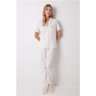 Pijama largo camisero 100% algodón Snoopy rosa