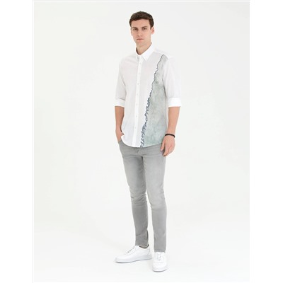 Haki Slim Fit Uzun Kollu Gömlek