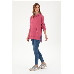 Kadın Pembe Kapüşonlu Sweatshirt
