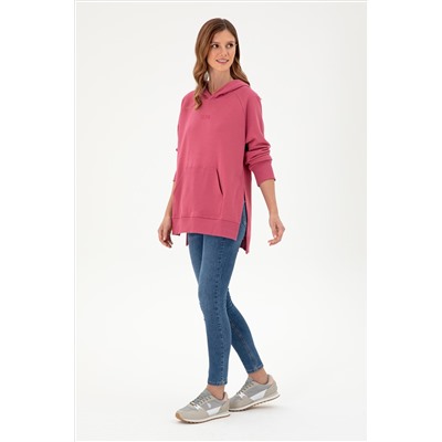 Kadın Pembe Kapüşonlu Sweatshirt