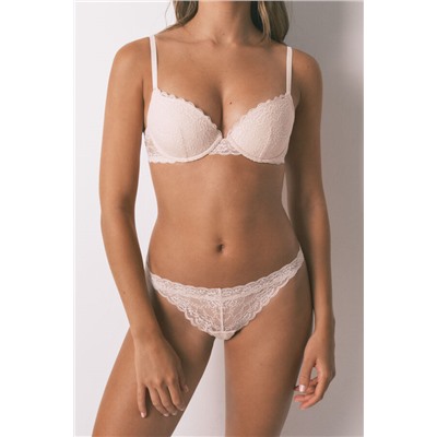 Tanga tira encaje rosa