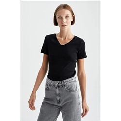 Defacto Slim Fit V Yaka Basic Kısa Kollu %100 Pamuk Tişört I1080AZ21SP
