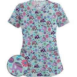 UA Beautiful Day Cool Blue Scallop Neck Scrub Top