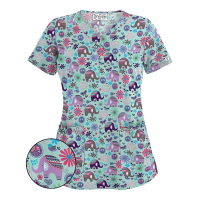 UA Beautiful Day Cool Blue Scallop Neck Scrub Top