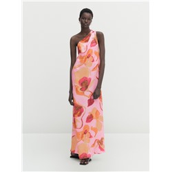 Vestido largo asimétrico estampado floral