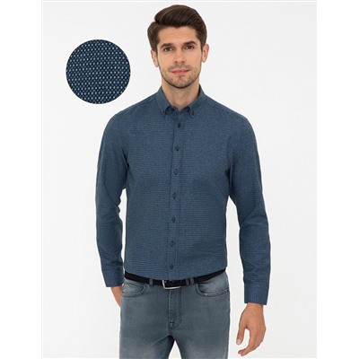 Lacivert Regular Fit Uzun Kollu Gömlek