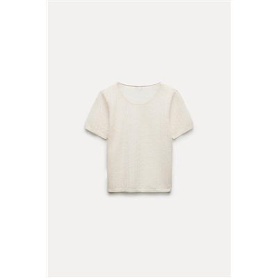 FINE KNIT OPENWORK T-SHIRT