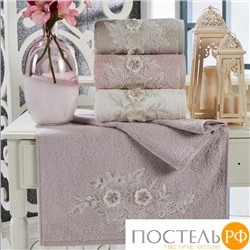 Набор полотенец Карвен "FLOWERS"гипюр с кружевом,бамбук 30*50/50*90/70*140 HS1717 v1 bej/бежевый