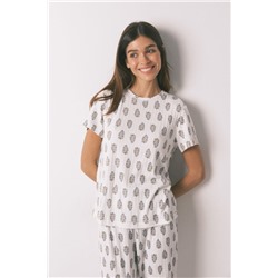 Pijama largo super soft flores manga corta