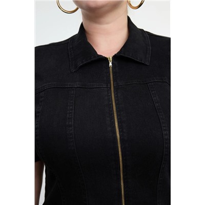 Siyah Comfort Denim Büyük Beden Elbise TBBSS24AH00206