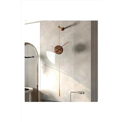 MetaQuartz Aksesuar Gravity Ceviz Göbek 40 Cm Gold Duvar Saati, Modern Metal Ve Cam Tasarım Duvar Saati Meta-040120002