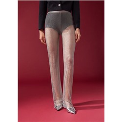 Leggings aus Netzgewebe mit glänzendem Strass