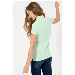 Kadın Mint Basic Polo Yaka Tişört