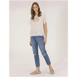 Bej Melanj Comfort Fit Tişört
