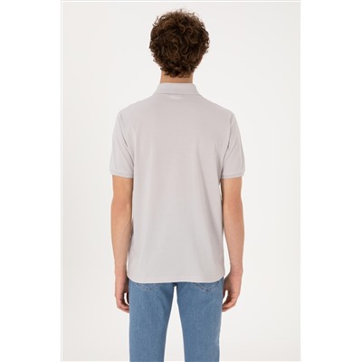 Erkek Regular Fit Polo Yaka Açık Gri Tişört