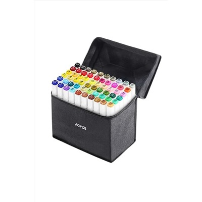 TOUCH SKETC 60 Renk Çift Taraflı Marker Kalem Seti Çanta Taşınabilir DOUBLE