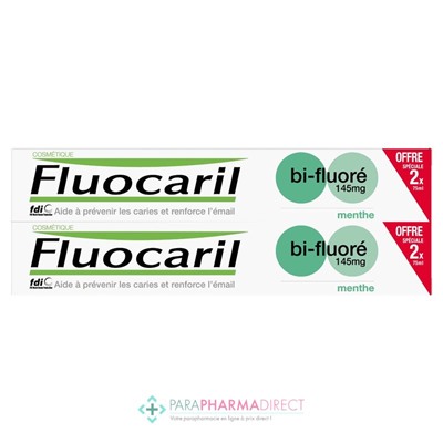 Fluocaril Dentifrice Menthe Bi-Fluoré 2x75mlLot  × 2