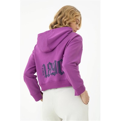 Kadın Violet Kapüşonlu Sweatshirt