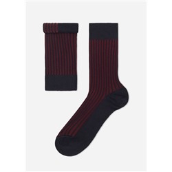 Kurze gerippte Herrensocken aus Fil d‘Ecosse