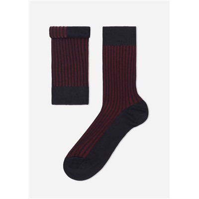 Kurze gerippte Herrensocken aus Fil d‘Ecosse