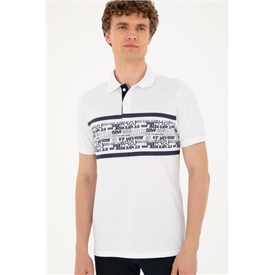 Erkek Regular Fit Polo Yaka Beyaz Tişört
