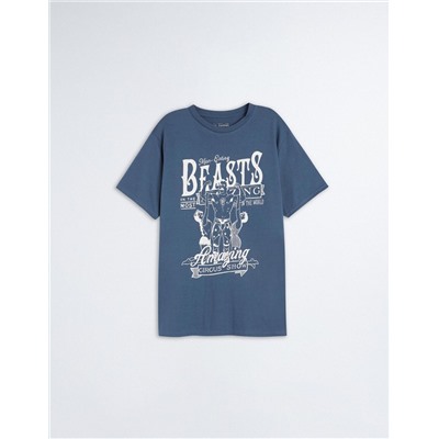 Print T-shirt, Men, Blue
