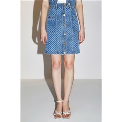 Falda recta vaquera Azul