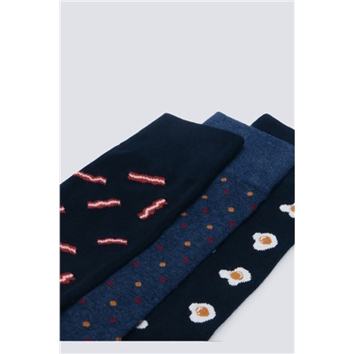 Pack 3 calcetines huevos, puntos y bacon