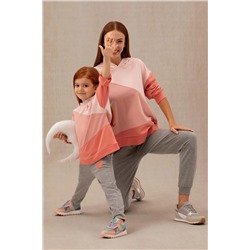 Kız Çocuk Somon Kapüşonlu Sweatshirt