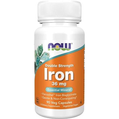 Now Foods Iron 36 mg Double Strength Железо двойной силы 36 мг капсулы массой 450 мг 90 шт