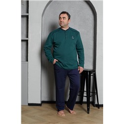 AHENGİM Erkek Pijama Takımı Büyük Beden Omuz Arabiyeli Battal Pamuklu Mevsimlik M70202283 1-2-10001228