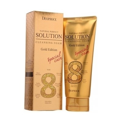 DEOPROCE NATURAL PERFECT SOLUTION CLEANSING FOAM GOLD EDITION Пенка для умывания с экстрактом женьшеня и золотом 170г