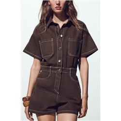 Z1975 SHORT SLEEVE DENIM PLAYSUIT