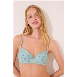 GORGEOUS Sujetador push up bordado flores  azul claro