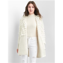 Loop-fringe block cardigan