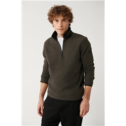 Avva Erkek Antrasit Dik Yaka Soğuğa Dayanıklı Yarım Fermuarlı Standart Fit Normal Kesim Polar Sweatshirt E001068