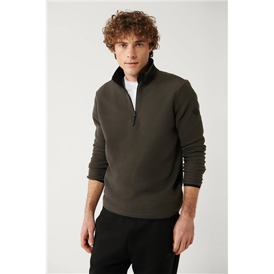 Avva Erkek Antrasit Dik Yaka Soğuğa Dayanıklı Yarım Fermuarlı Standart Fit Normal Kesim Polar Sweatshirt E001068