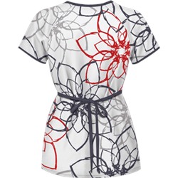 UA Floral Ink White Mock Wrap Scrub Top