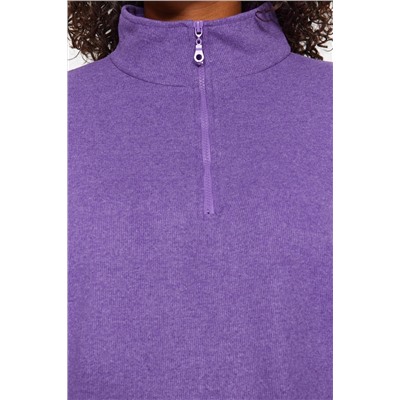 Mor Selanik/Triko Görünümlü Fermuarlı Yaka Regular/Normal Kalıp Örme Sweatshirt TBBAW23AO00006
